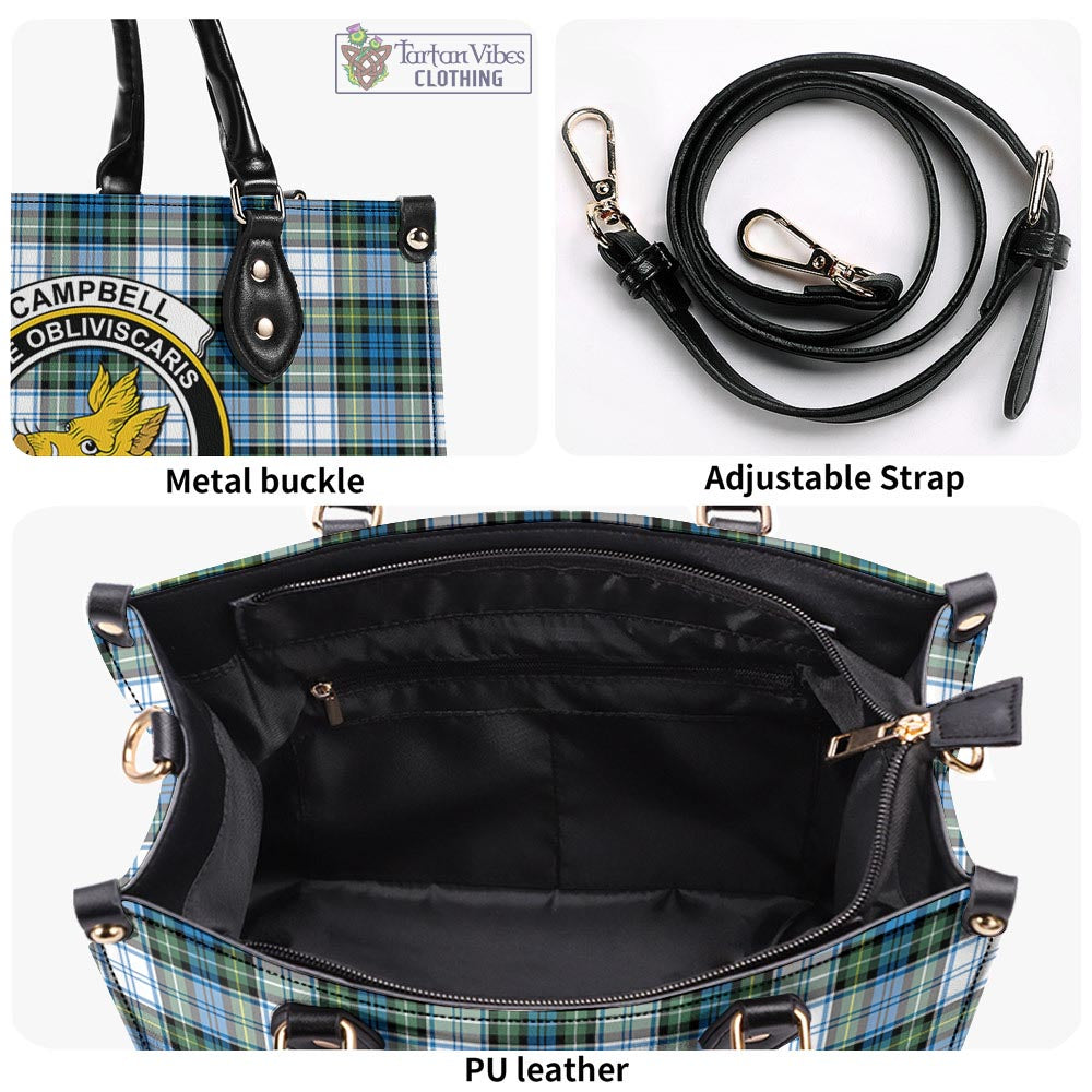 Tartan Vibes Clothing Campbell Dress Ancient Tartan Luxury Leather Handbags with Family Crest