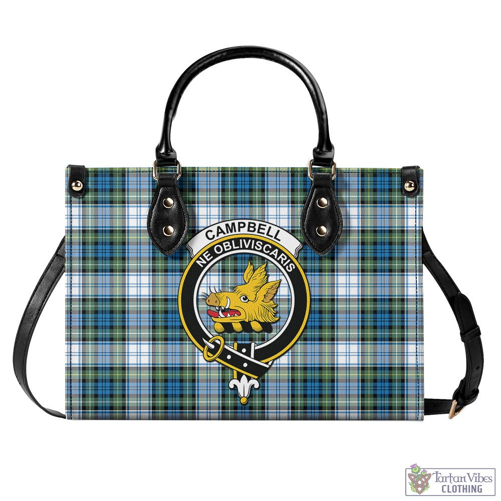 Tartan Vibes Clothing Campbell Dress Ancient Tartan Luxury Leather Handbags with Family Crest