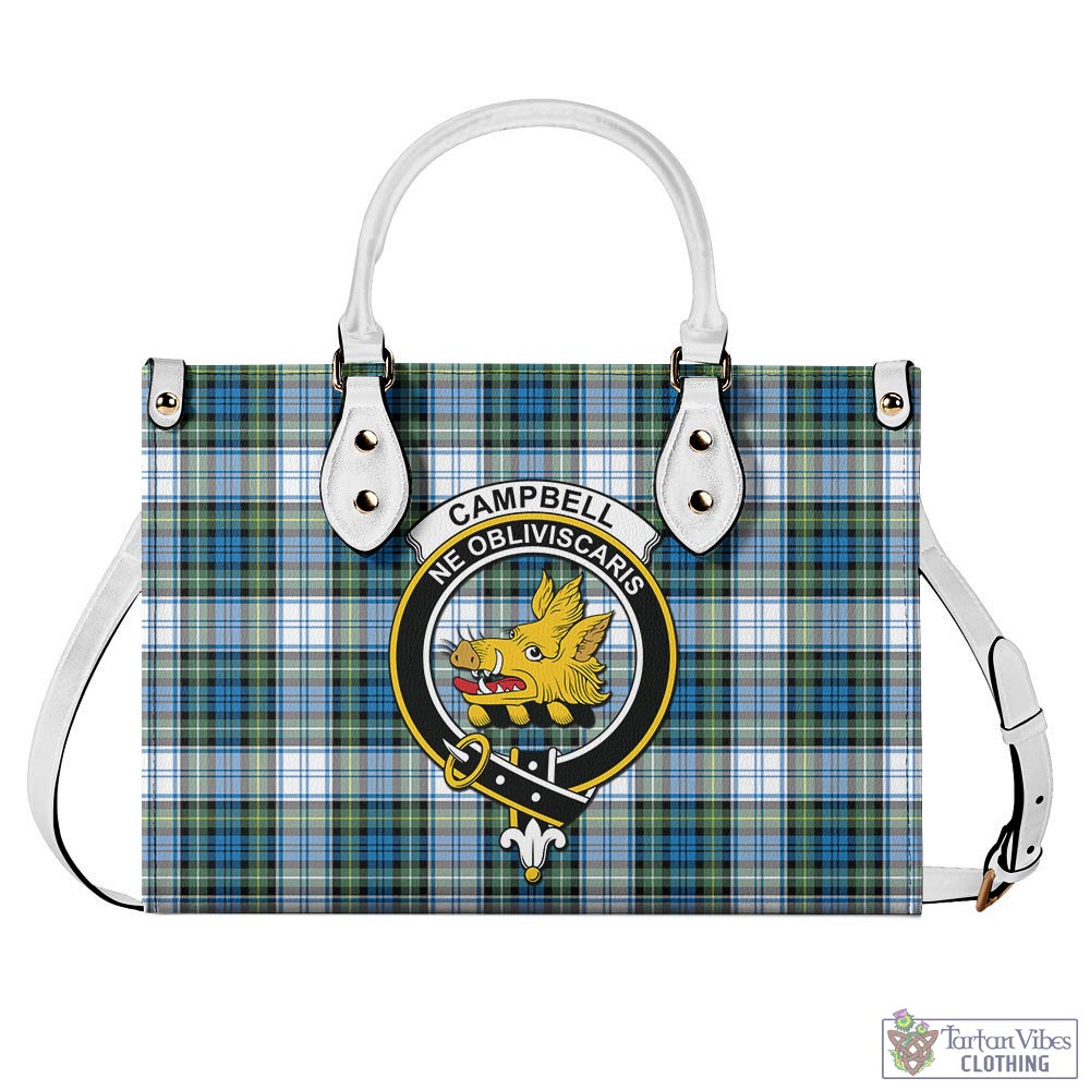 Tartan Vibes Clothing Campbell Dress Ancient Tartan Luxury Leather Handbags with Family Crest