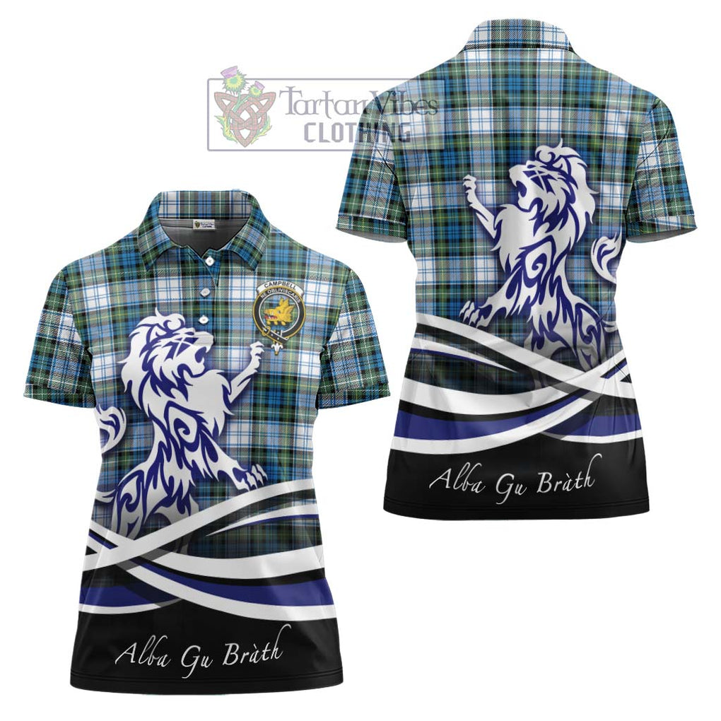 Campbell Dress Ancient Tartan Women's Polo Shirt with Alba Gu Brath Regal Lion Emblem Women - Tartanvibesclothing Shop