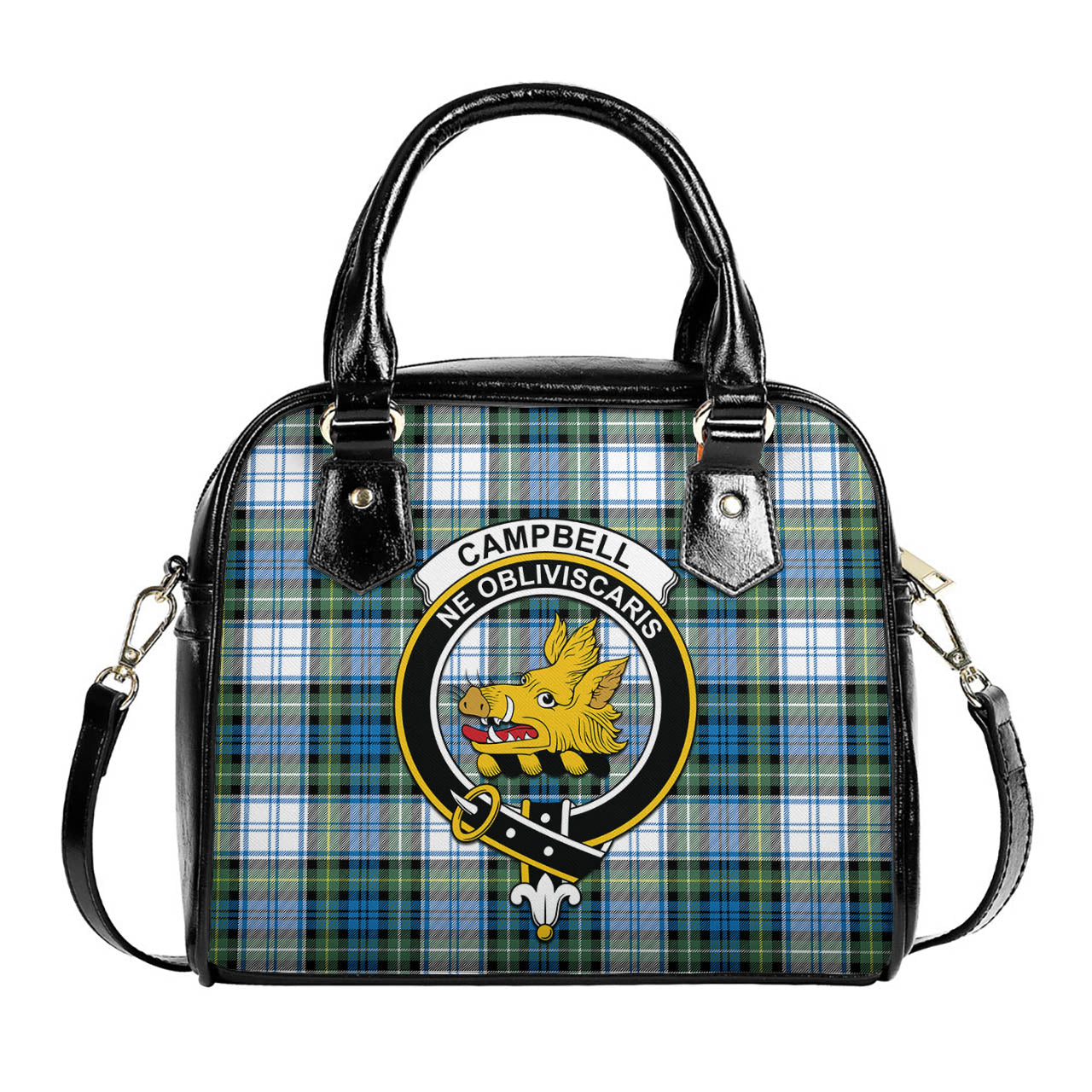 Campbell Dress Ancient Tartan Shoulder Handbags with Family Crest One Size 6*25*22 cm - Tartanvibesclothing