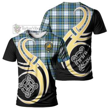 Campbell Dress Ancient Tartan T-Shirt with Family Crest and Celtic Symbol Style