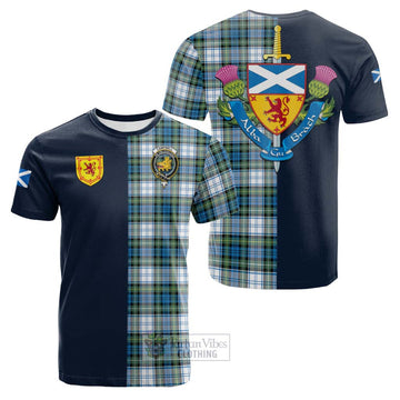 Campbell Dress Ancient Tartan Cotton T-shirt Alba with Scottish Lion Royal Arm Half Style