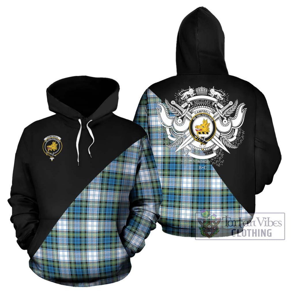 Campbell Dress Ancient Tartan Hoodie with Family Crest and Military Logo Style Zip Hoodie - Tartanvibesclothing Shop