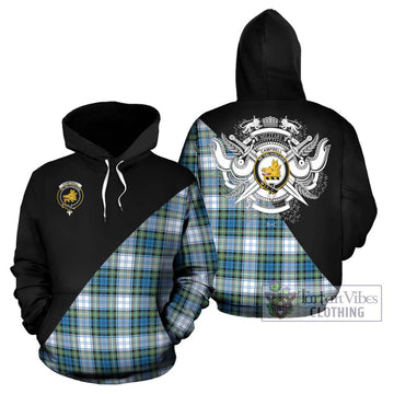 Campbell Dress Ancient Tartan Hoodie with Family Crest and Military Logo Style