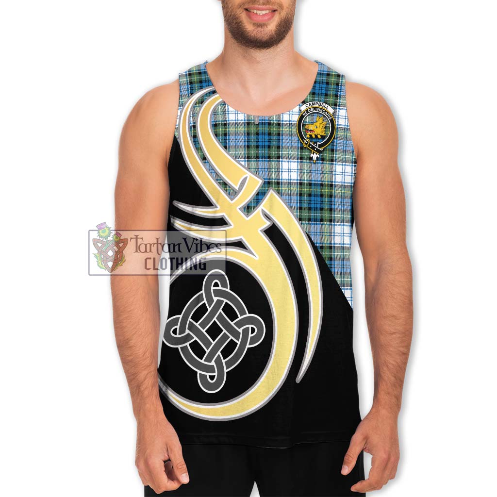 Campbell Dress Ancient Tartan Men's Tank Top with Family Crest and Celtic Symbol Style Men - Tartan Vibes Clothing