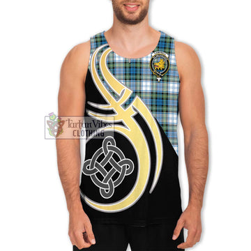 Campbell Dress Ancient Tartan Men's Tank Top with Family Crest and Celtic Symbol Style