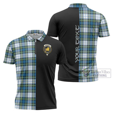 Campbell Dress Ancient Tartan Zipper Polo Shirt with Family Crest and Half Of Me Style