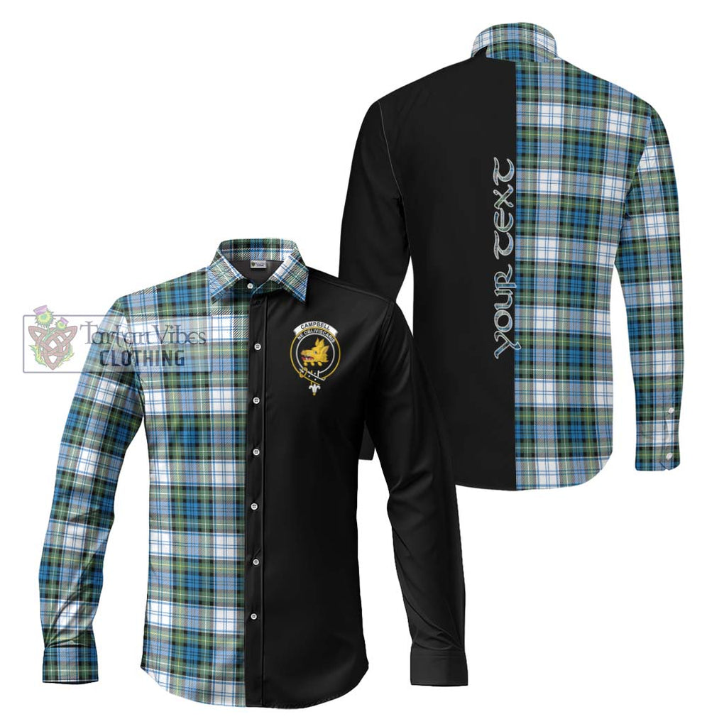 Campbell Dress Ancient Tartan Long Sleeve Button Shirt with Family Crest and Half Of Me Style Men's Shirt S - Tartanvibesclothing Shop