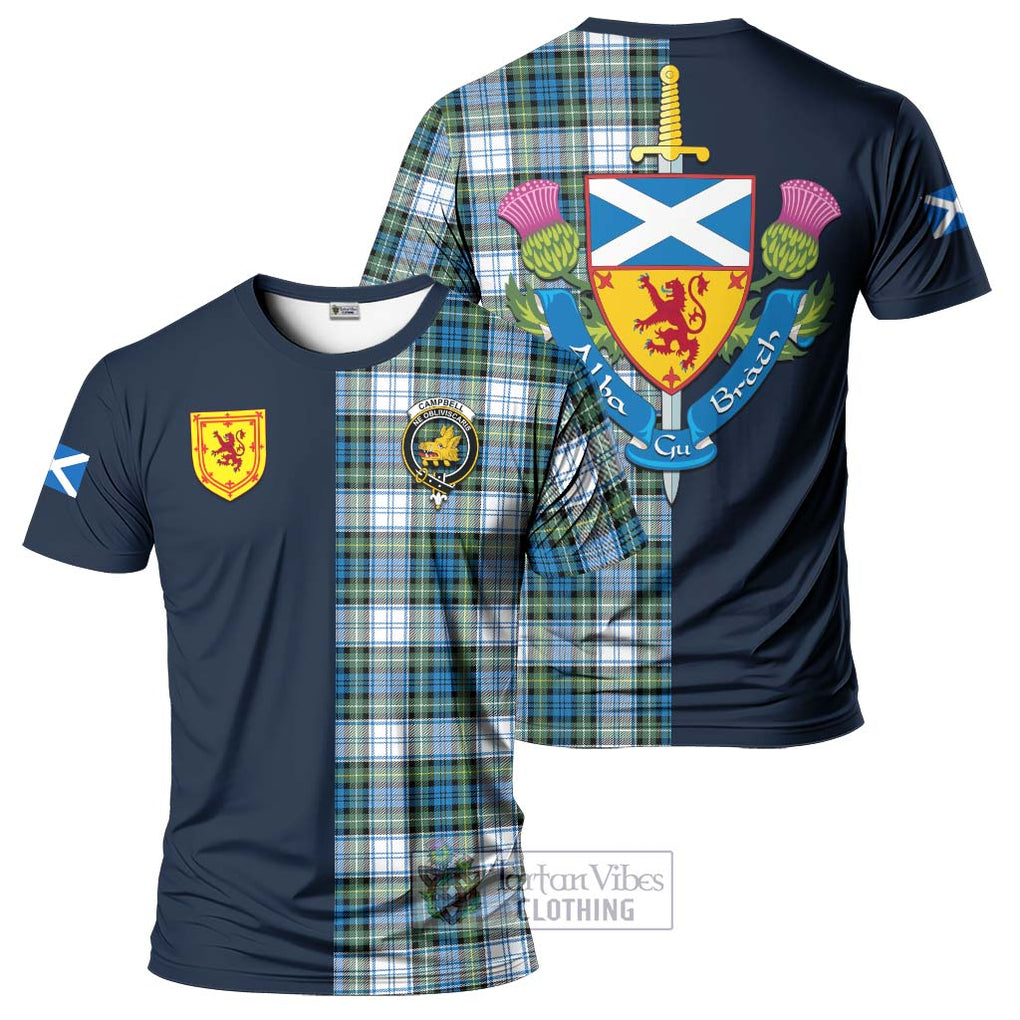 Tartan Vibes Clothing Campbell Dress Ancient Tartan T-Shirt Alba with Scottish Lion Royal Arm Half Style