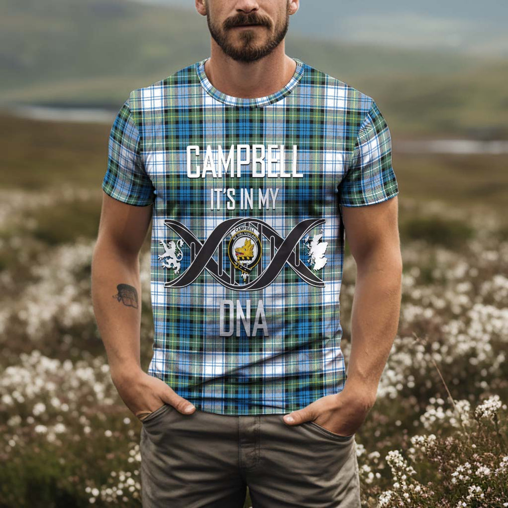 Campbell Dress Ancient Tartan T-Shirt with Family Crest DNA In Me Style Kid's Shirt - Tartan Vibes Clothing