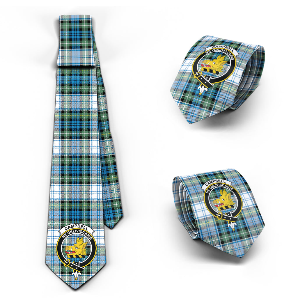 Campbell Dress Ancient Tartan Classic Necktie with Family Crest Necktie One Size - Tartan Vibes Clothing