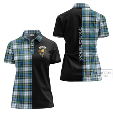 Campbell Dress Ancient Tartan Women's Polo Shirt with Family Crest and Half Of Me Style