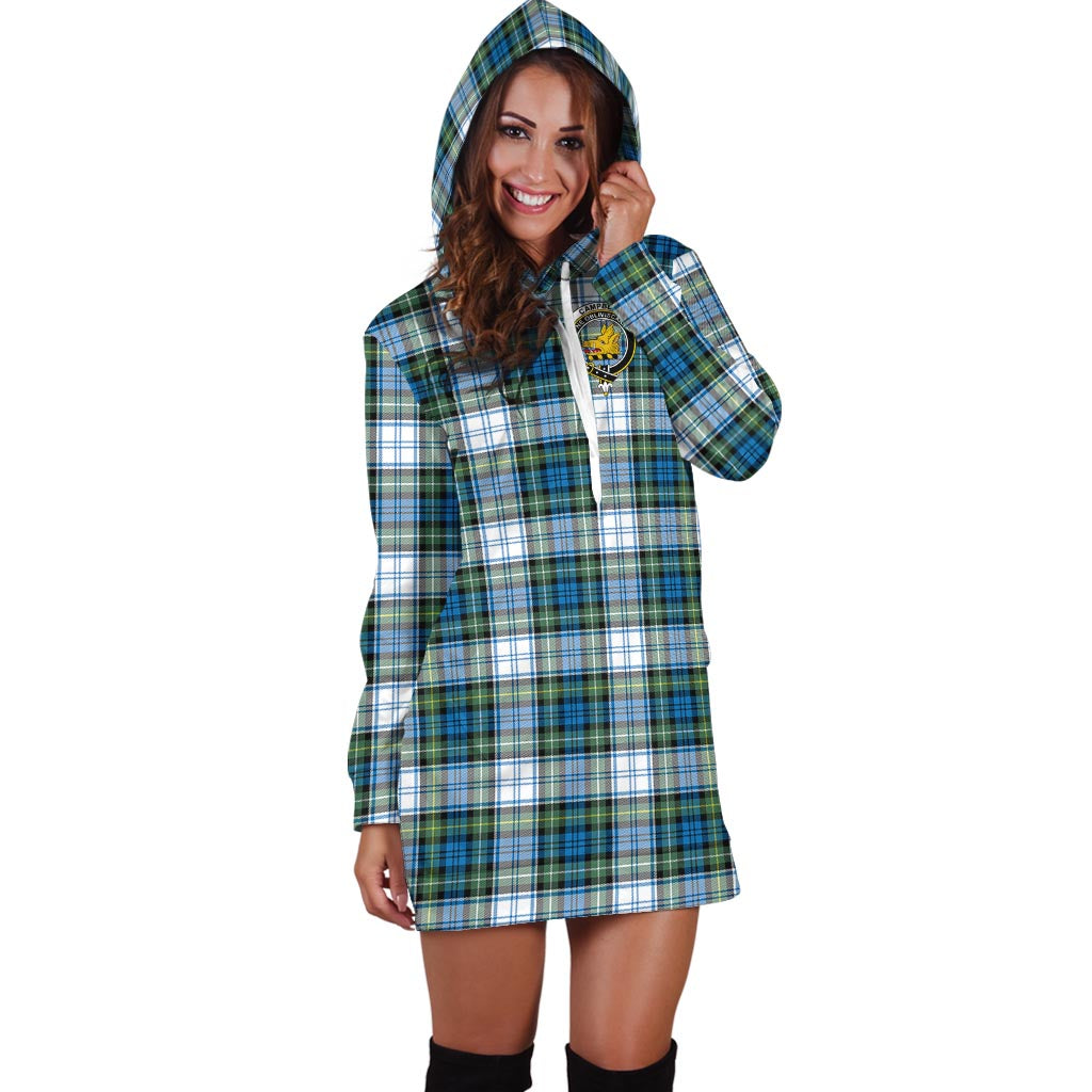 Campbell Dress Ancient Tartan Hoodie Dress with Family Crest - Tartan Vibes Clothing