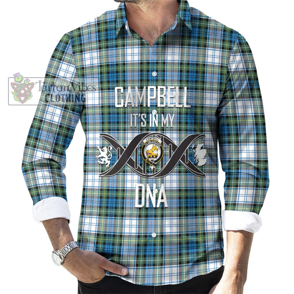 Campbell Dress Ancient Tartan Long Sleeve Button Shirt with Family Crest DNA In Me Style Men's Shirt S - Tartanvibesclothing Shop