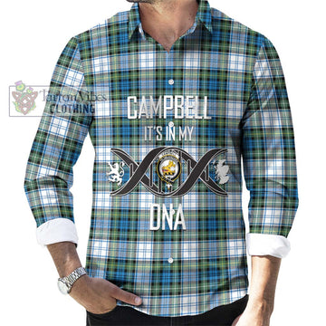 Campbell Dress Ancient Tartan Long Sleeve Button Shirt with Family Crest DNA In Me Style