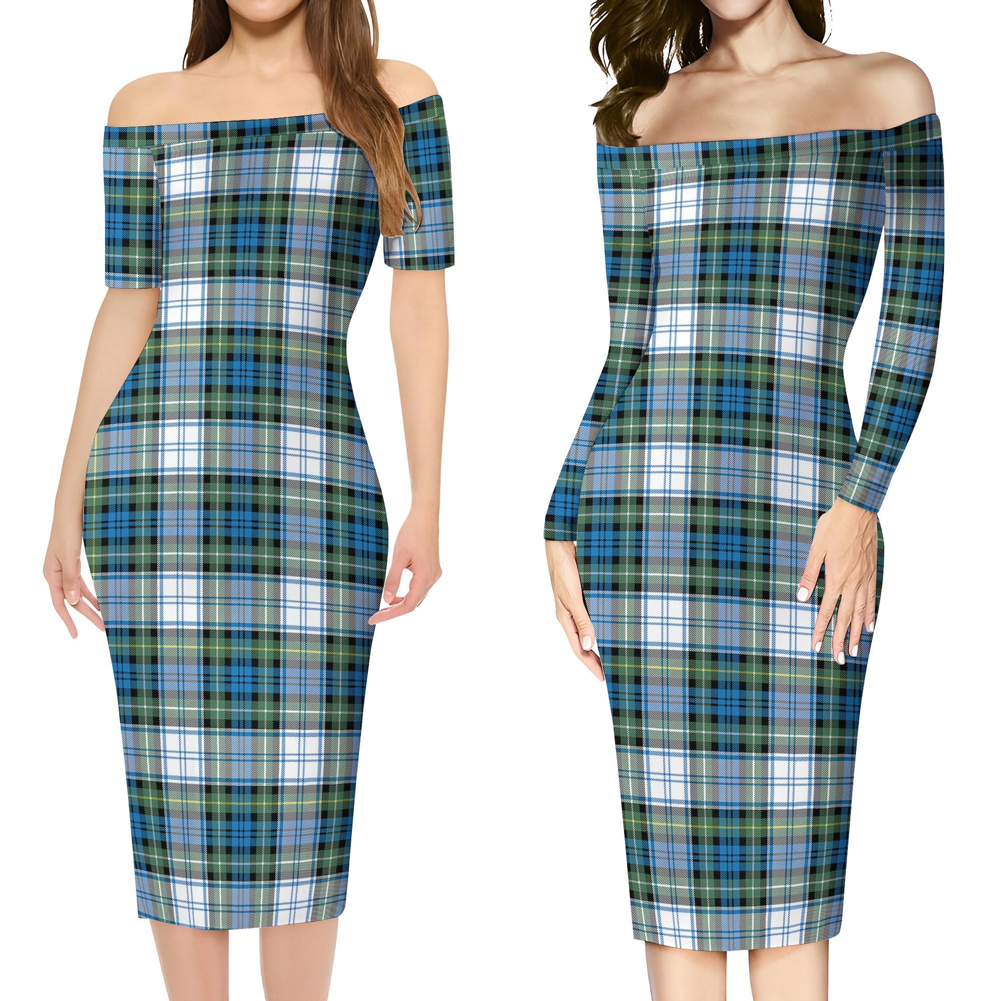 Campbell Dress Ancient Tartan Off Shoulder Lady Dress Women's Dress - Tartanvibesclothing