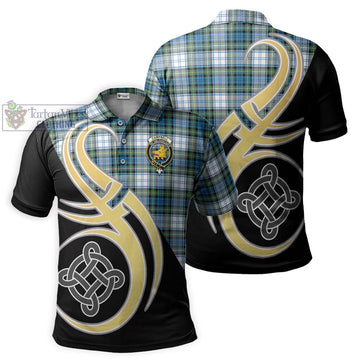 Campbell Dress Ancient Tartan Polo Shirt with Family Crest and Celtic Symbol Style