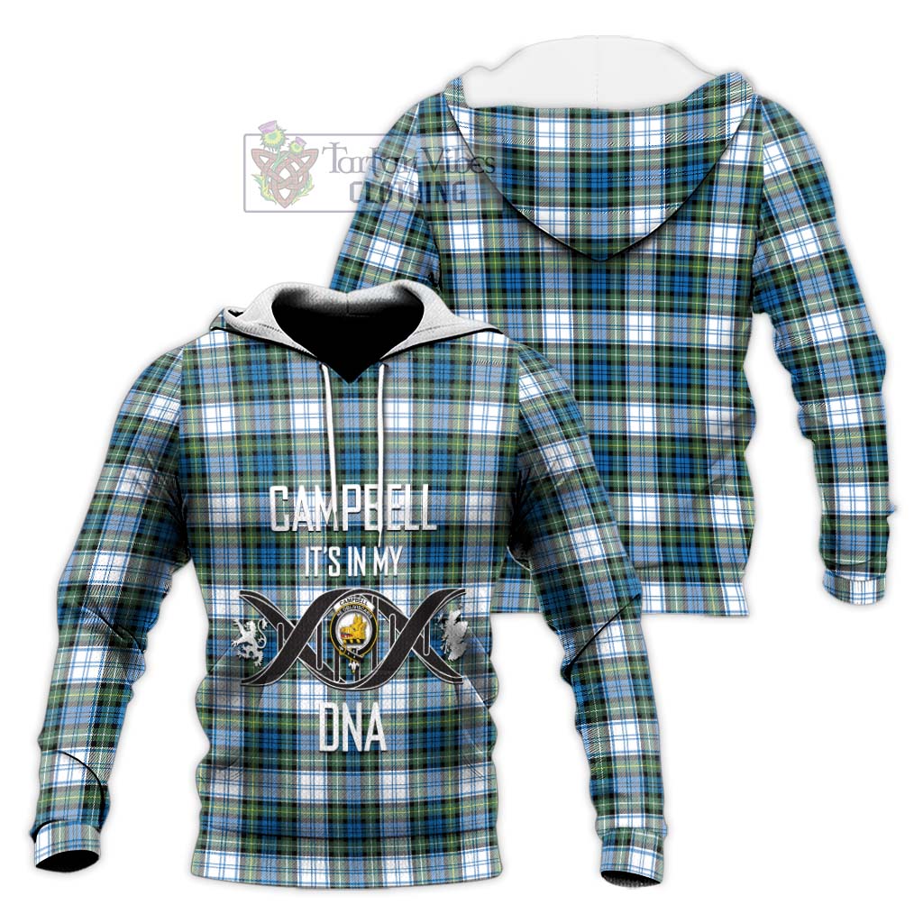 Tartan Vibes Clothing Campbell Dress Ancient Tartan Knitted Hoodie with Family Crest DNA In Me Style