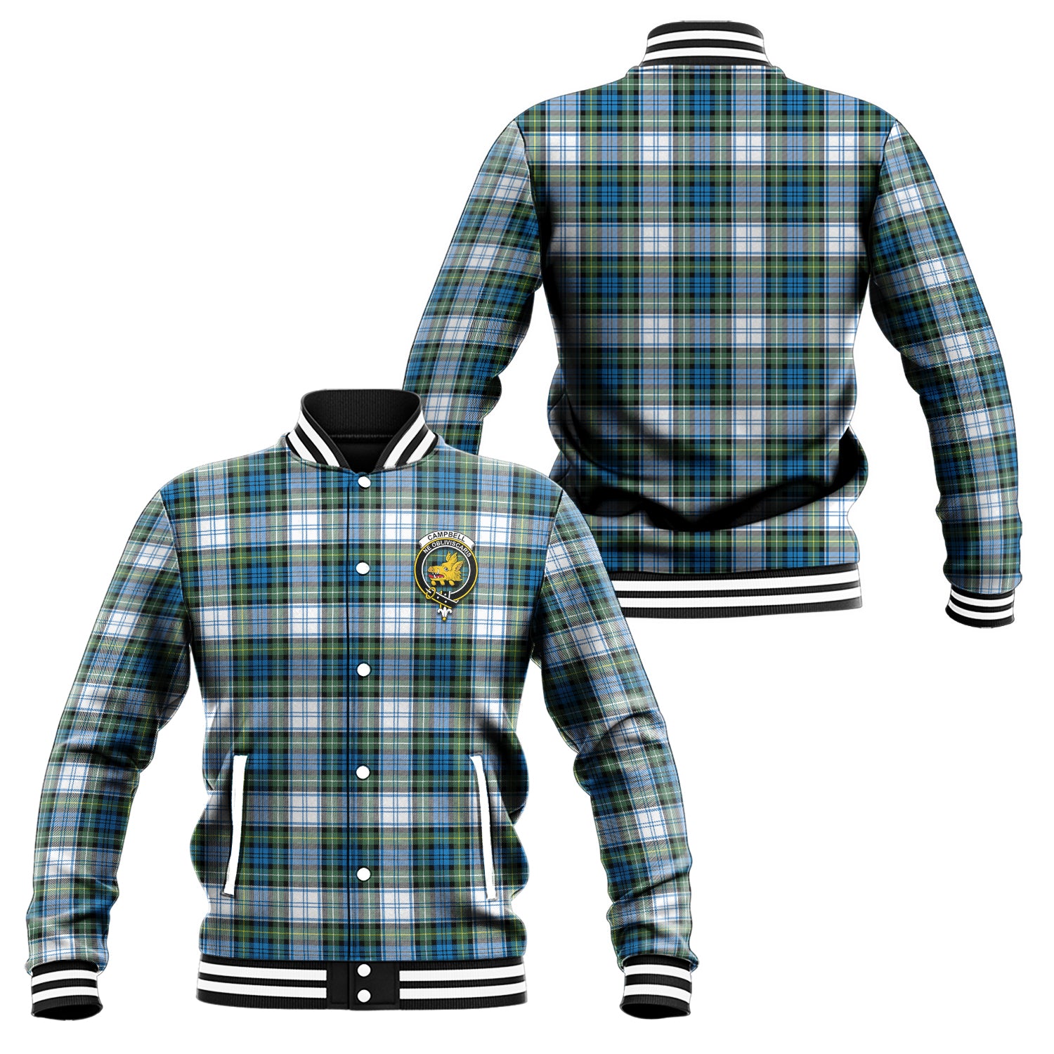 Campbell Dress Ancient Tartan Baseball Jacket with Family Crest Unisex - Tartan Vibes Clothing