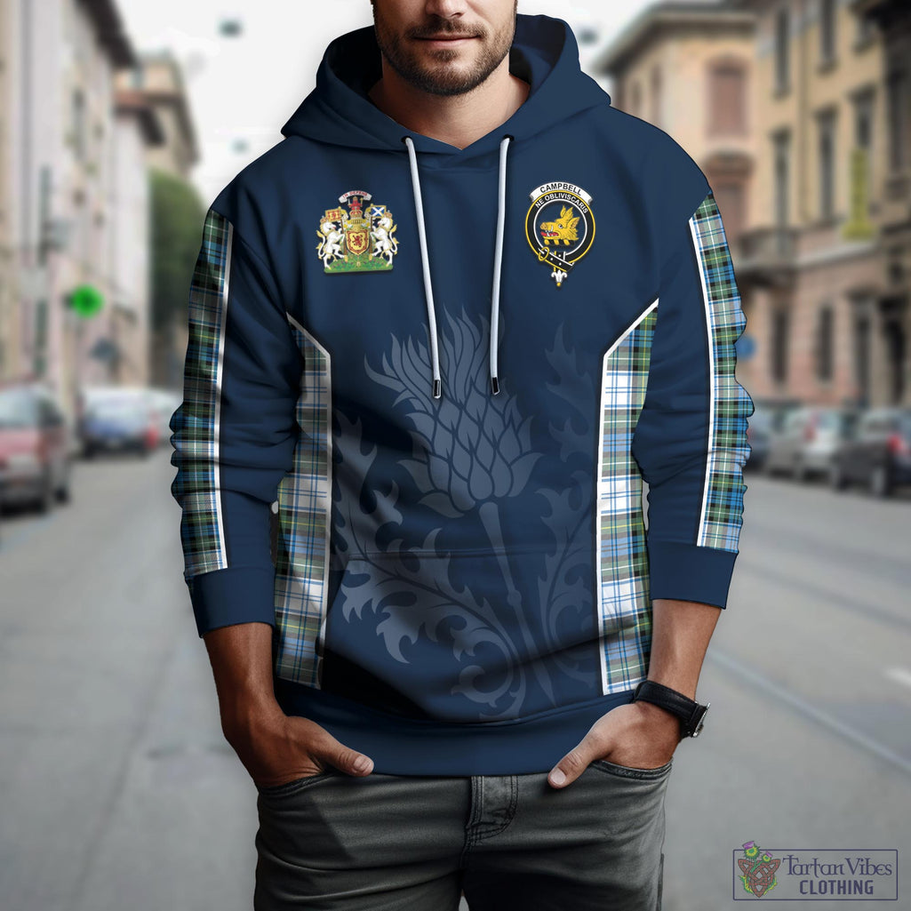 Tartan Vibes Clothing Campbell Dress Ancient Tartan Hoodie with Family Crest and Scottish Thistle Vibes Sport Style