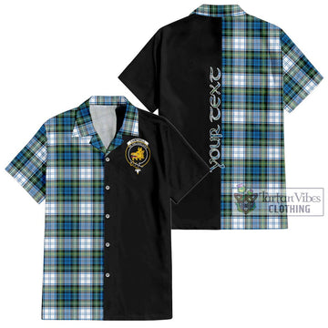 Campbell Dress Ancient Tartan Short Sleeve Button Shirt with Family Crest and Half Of Me Style