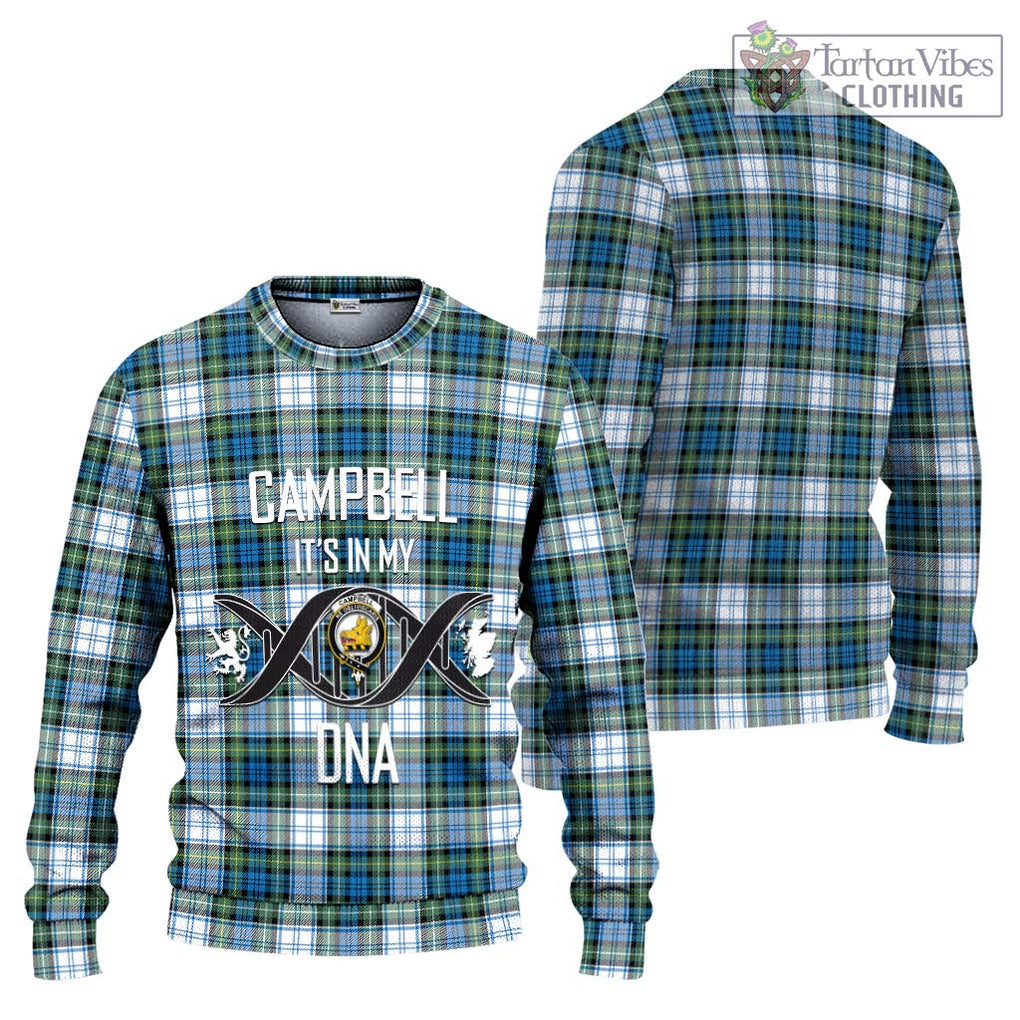 Campbell Dress Ancient Tartan Knitted Sweater with Family Crest DNA In Me Style Unisex - Tartanvibesclothing Shop