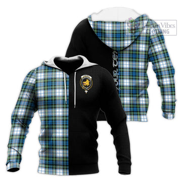 Campbell Dress Ancient Tartan Knitted Hoodie with Family Crest and Half Of Me Style