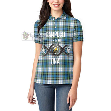 Campbell Dress Ancient Tartan Women's Polo Shirt with Family Crest DNA In Me Style