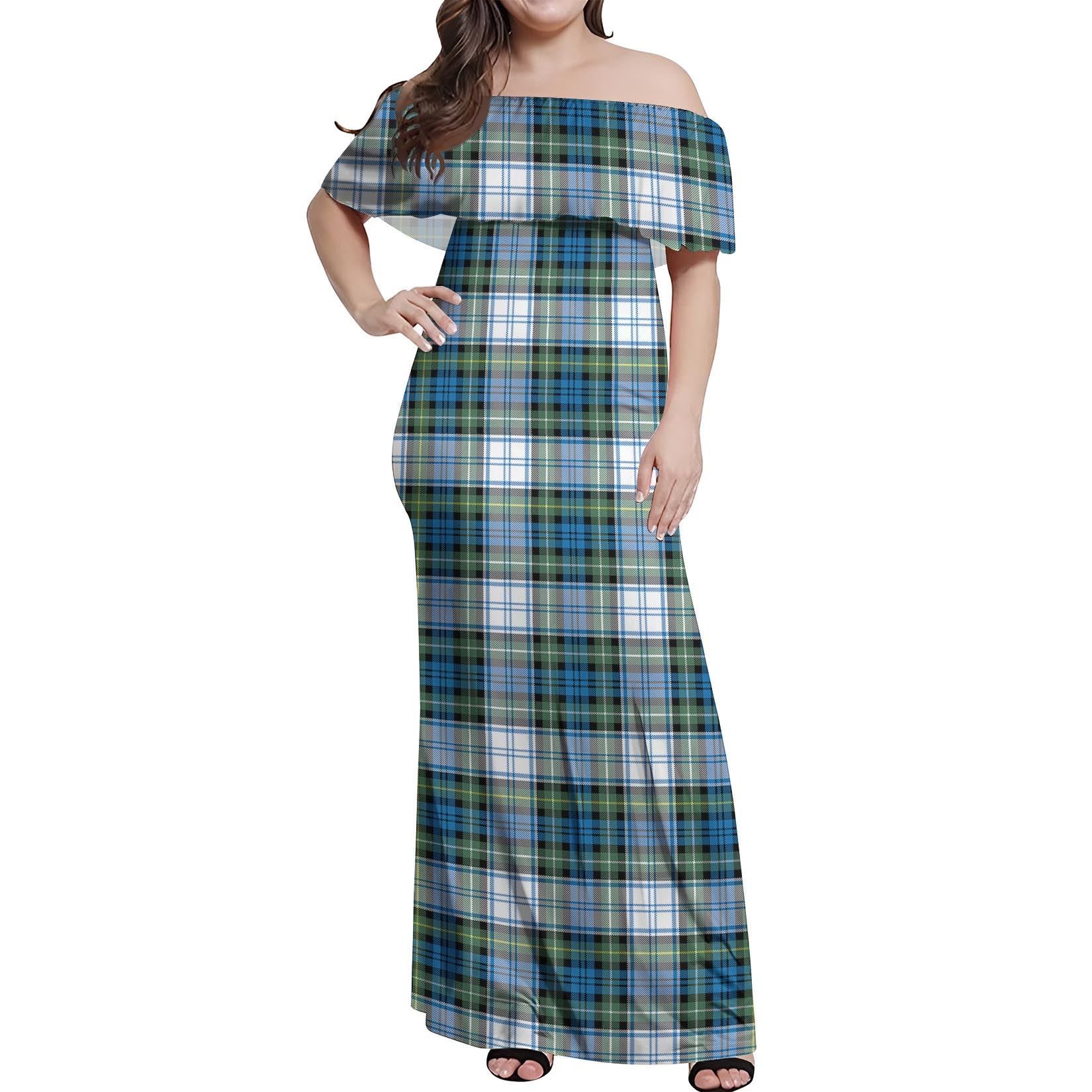 Campbell Dress Ancient Tartan Off Shoulder Long Dress Women's Dress - Tartanvibesclothing