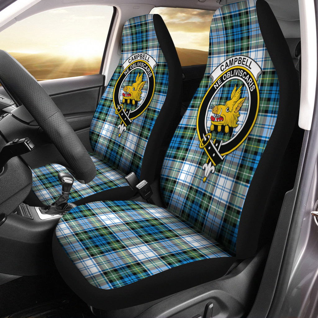 Campbell Dress Ancient Tartan Car Seat Cover with Family Crest One Size - Tartanvibesclothing