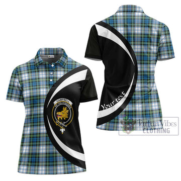 Campbell Dress Ancient Tartan Women's Polo Shirt with Family Crest Circle Style