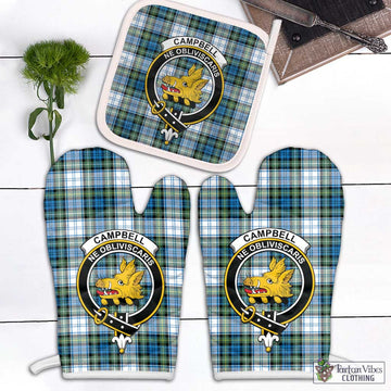 Campbell Dress Ancient Tartan Combo Oven Mitt & Pot-Holder with Family Crest