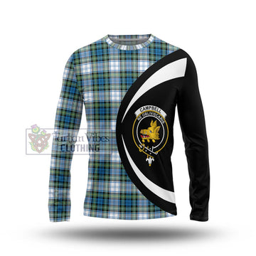 Campbell Dress Ancient Tartan Long Sleeve T-Shirt with Family Crest Circle Style