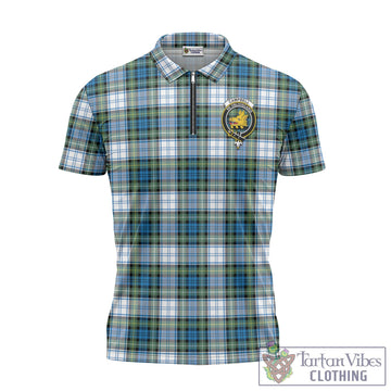 Campbell Dress Ancient Tartan Zipper Polo Shirt with Family Crest