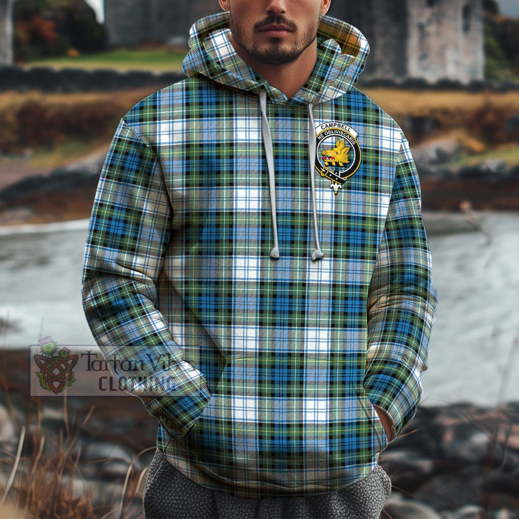 Campbell Dress Ancient Tartan Cotton Hoodie with Family Crest Pullover Hoodie XS - Tartan Vibes Clothing