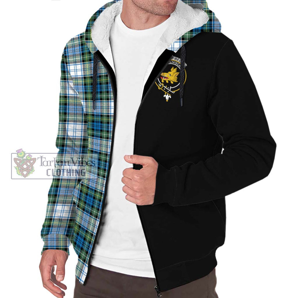 Campbell Dress Ancient Tartan Sherpa Hoodie with Family Crest and Half Of Me Style Unisex S - Tartanvibesclothing Shop