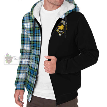 Campbell Dress Ancient Tartan Sherpa Hoodie with Family Crest and Half Of Me Style