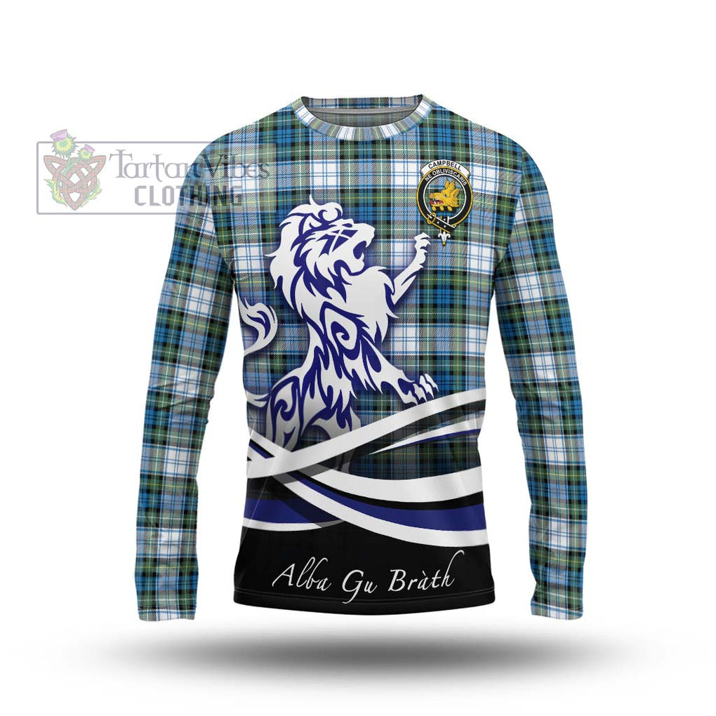 Campbell Dress Ancient Tartan Long Sleeve T-Shirt with Alba Gu Brath Regal Lion Emblem Unisex - Tartanvibesclothing Shop