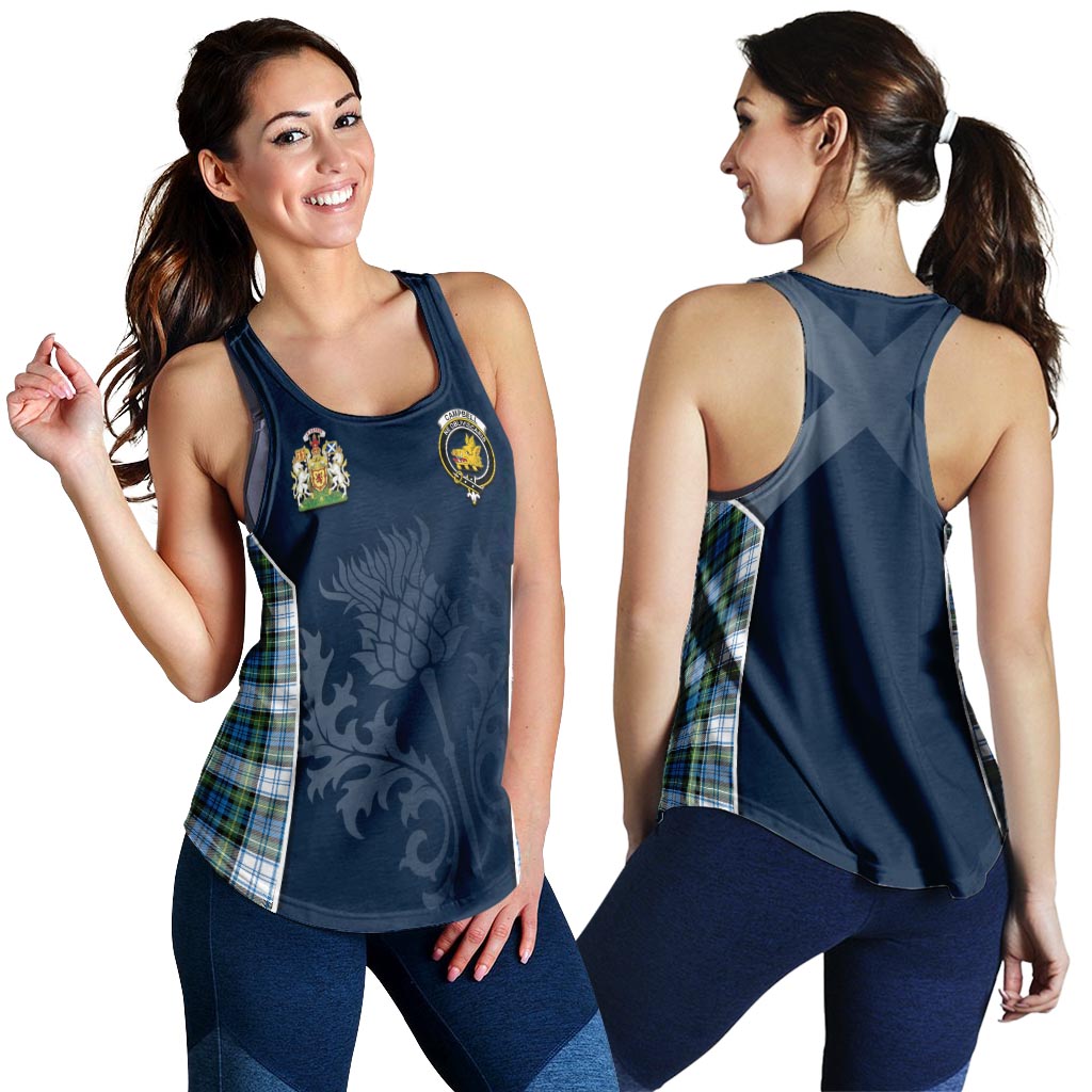 Tartan Vibes Clothing Campbell Dress Ancient Tartan Women's Racerback Tanks with Family Crest and Scottish Thistle Vibes Sport Style