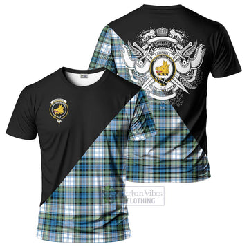 Campbell Dress Ancient Tartan T-Shirt with Family Crest and Military Logo Style