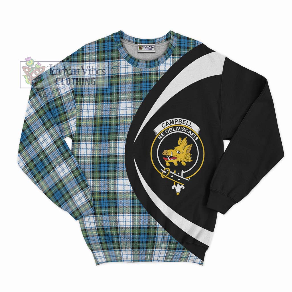 Campbell Dress Ancient Tartan Sweatshirt with Family Crest Circle Style Unisex - Tartan Vibes Clothing