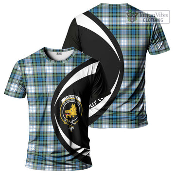 Campbell Dress Ancient Tartan T-Shirt with Family Crest Circle Style