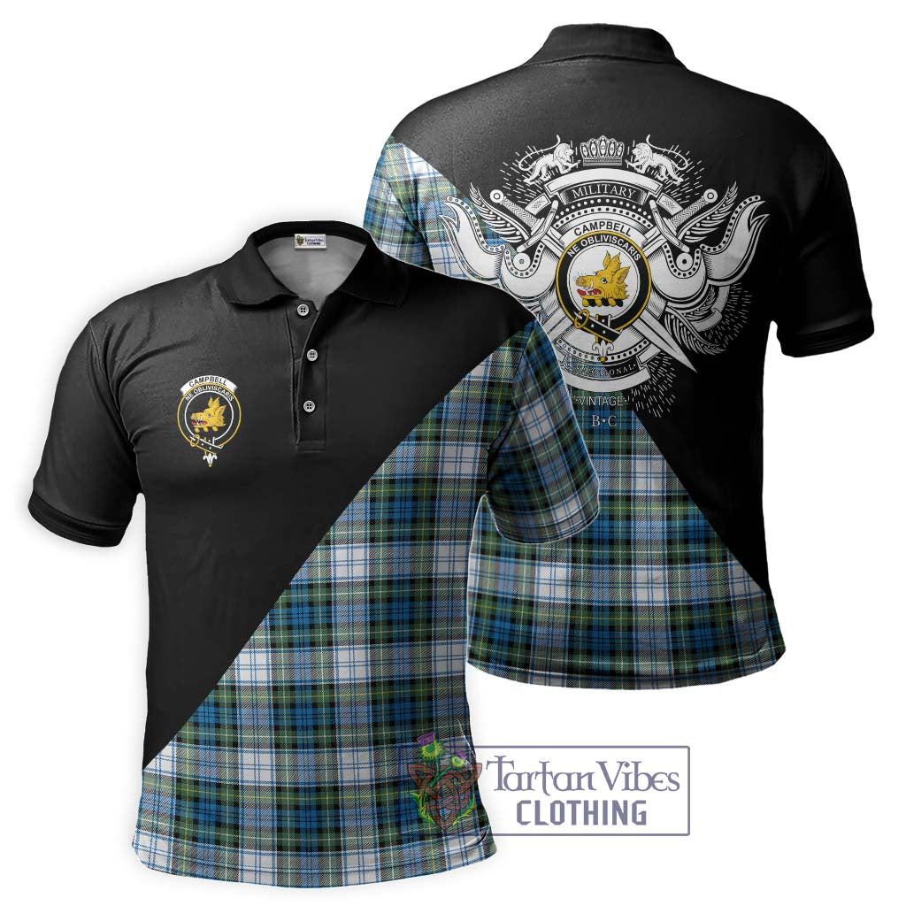 Tartan Vibes Clothing Campbell Dress Ancient Tartan Polo Shirt with Family Crest and Military Logo Style