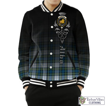 Campbell Dress Ancient Tartan Baseball Jacket Featuring Alba Gu Brath Family Crest Celtic Inspired