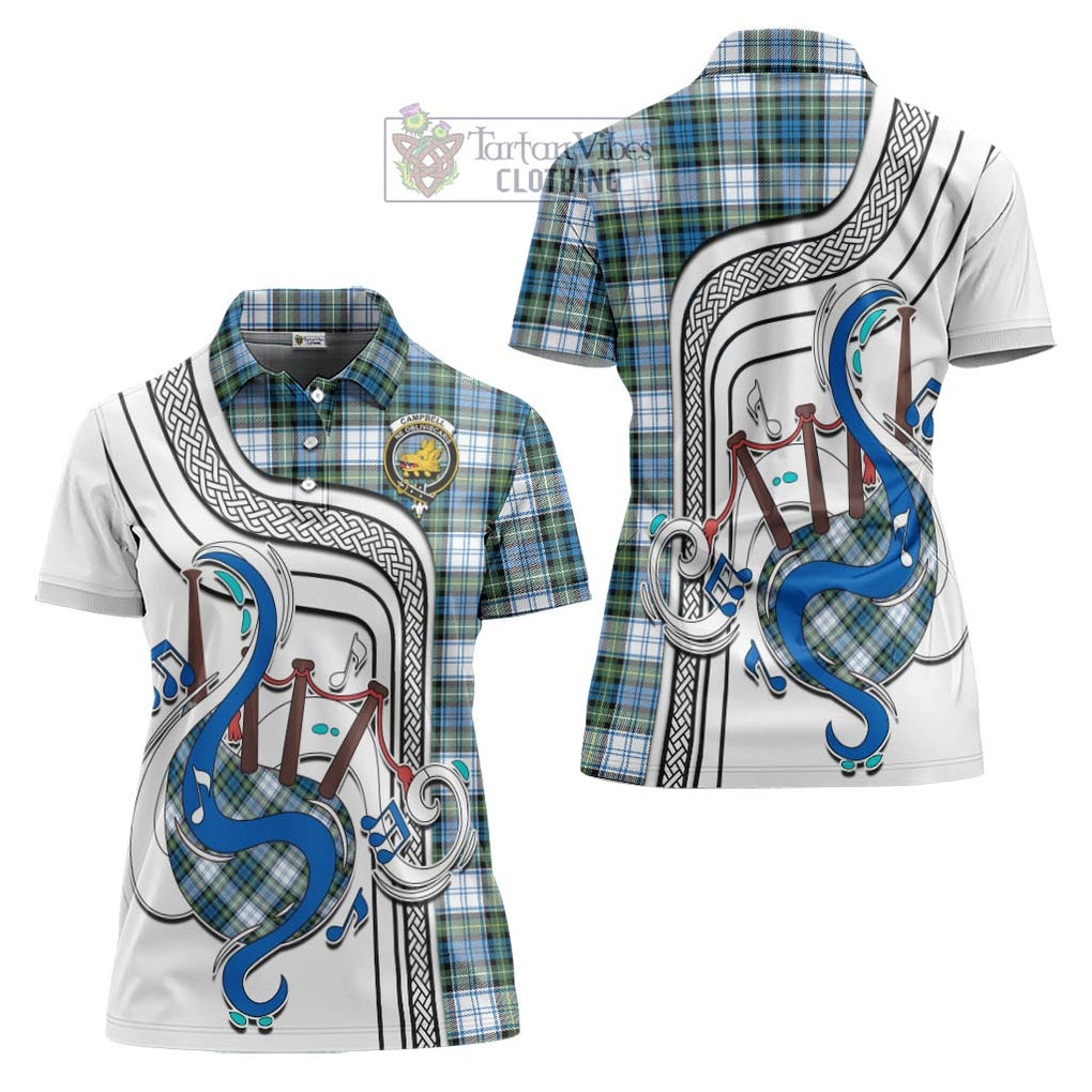 Campbell Dress Ancient Tartan Women's Polo Shirt with Epic Bagpipe Style Women - Tartanvibesclothing Shop