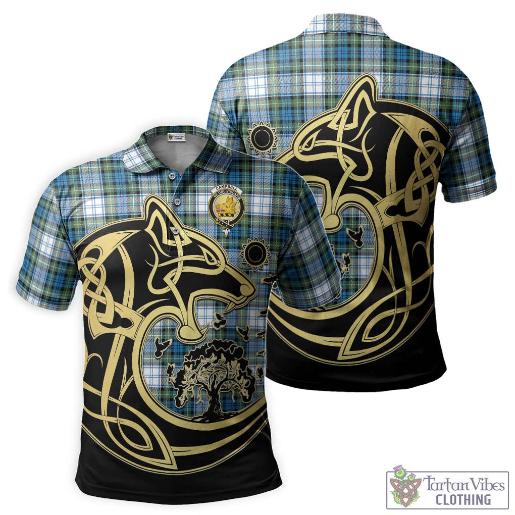 Campbell Dress Ancient Tartan Polo Shirt with Family Crest Celtic Wolf Style Kid - Tartanvibesclothing Shop