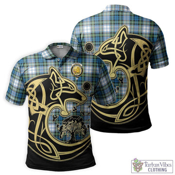 Campbell Dress Ancient Tartan Polo Shirt with Family Crest Celtic Wolf Style