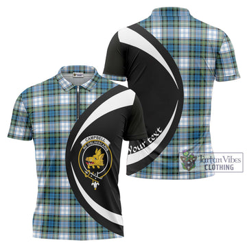 Campbell Dress Ancient Tartan Zipper Polo Shirt with Family Crest Circle Style