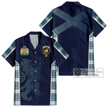 Campbell Dress Ancient Tartan Short Sleeve Button Shirt with Family Crest and Lion Rampant Vibes Sport Style